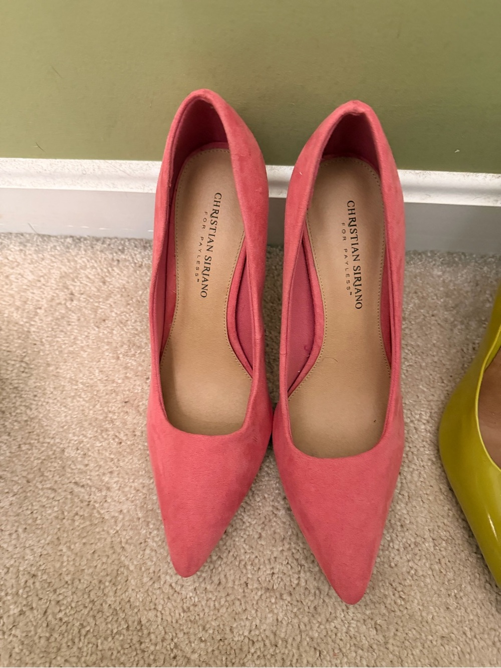 Christian Siriano Coral-Pink Suede Pointed Pumps